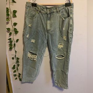 Ripped light blue jeans